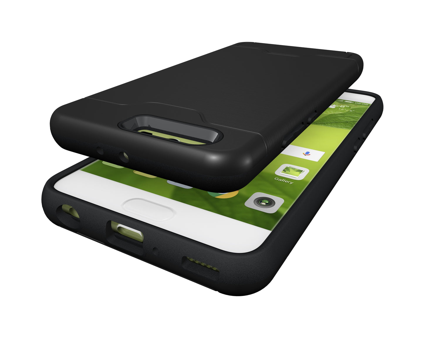 Durable Case Card Slot Brushed Texture Heavy Duty Hybrid Dual Layer Wallet Case Cover Shell with Kickstand for HUAWEI P10 Plus