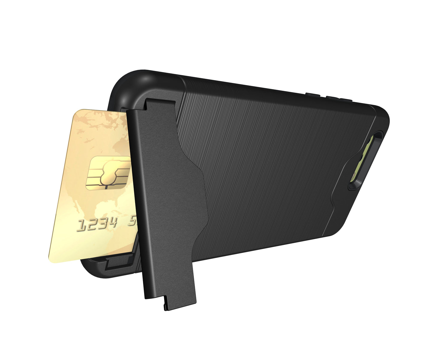 Durable Case Card Slot Brushed Texture Heavy Duty Hybrid Dual Layer Wallet Case Cover Shell with Kickstand for HUAWEI P10 Plus