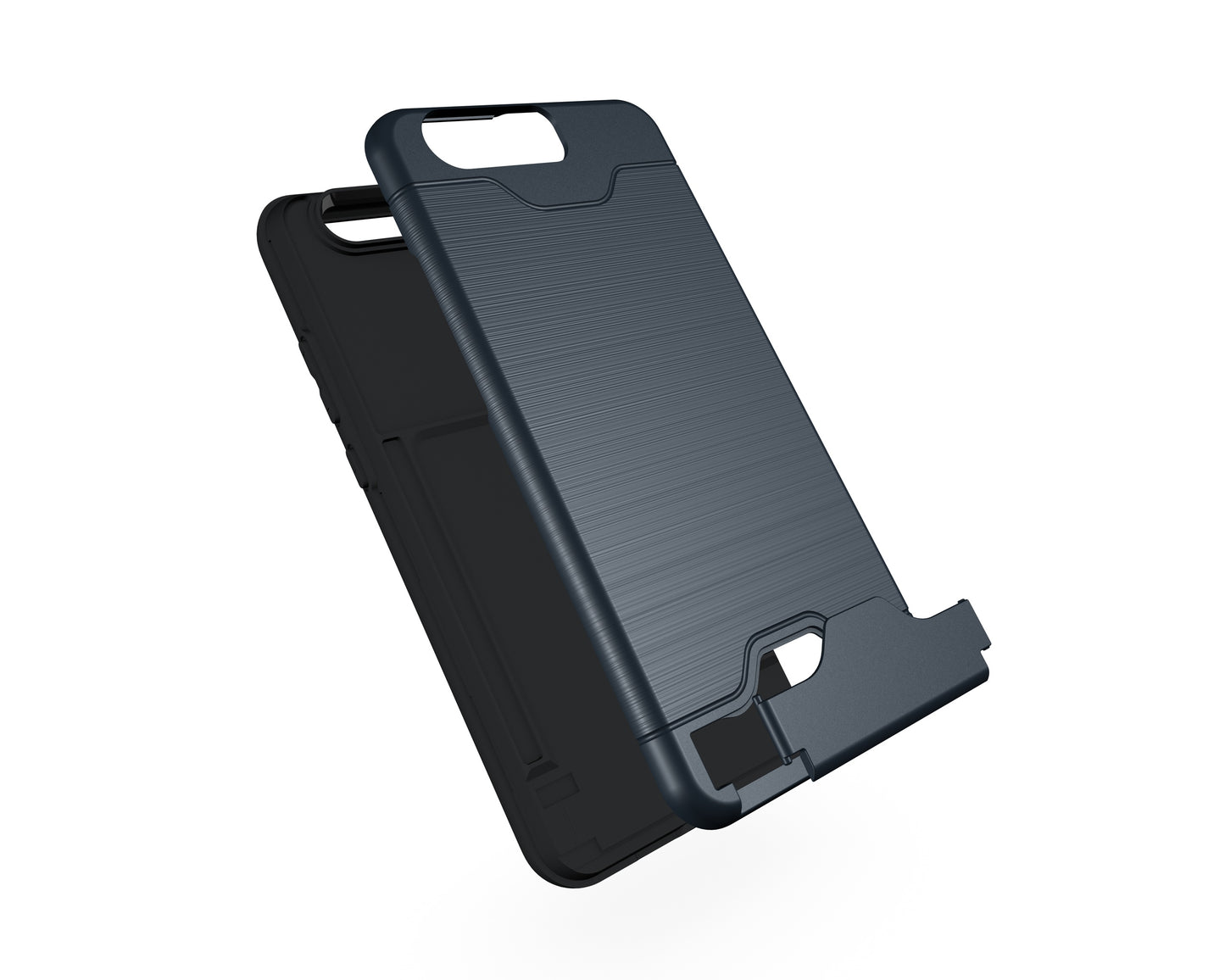 Durable Case Card Slot Brushed Texture Heavy Duty Hybrid Dual Layer Wallet Case Cover Shell with Kickstand for HUAWEI P10 Plus