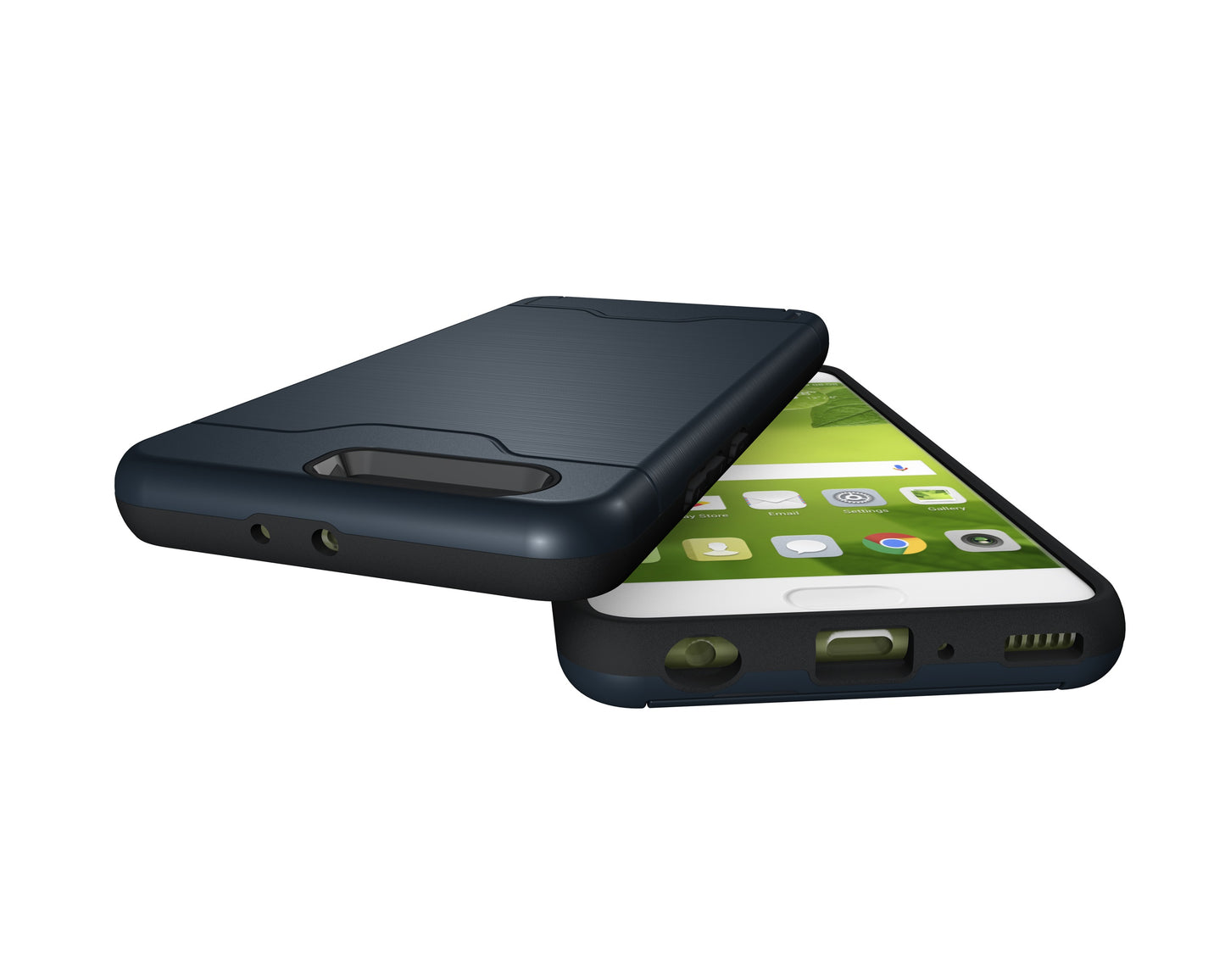 Durable Case Card Slot Brushed Texture Heavy Duty Hybrid Dual Layer Wallet Case Cover Shell with Kickstand for HUAWEI P10 Plus