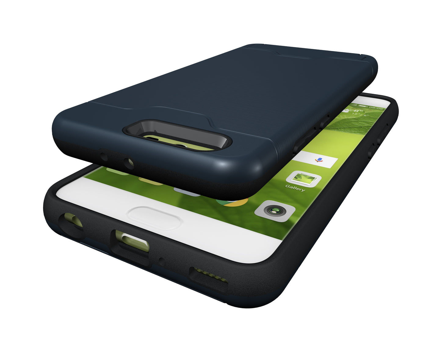 Durable Case Card Slot Brushed Texture Heavy Duty Hybrid Dual Layer Wallet Case Cover Shell with Kickstand for HUAWEI P10 Plus