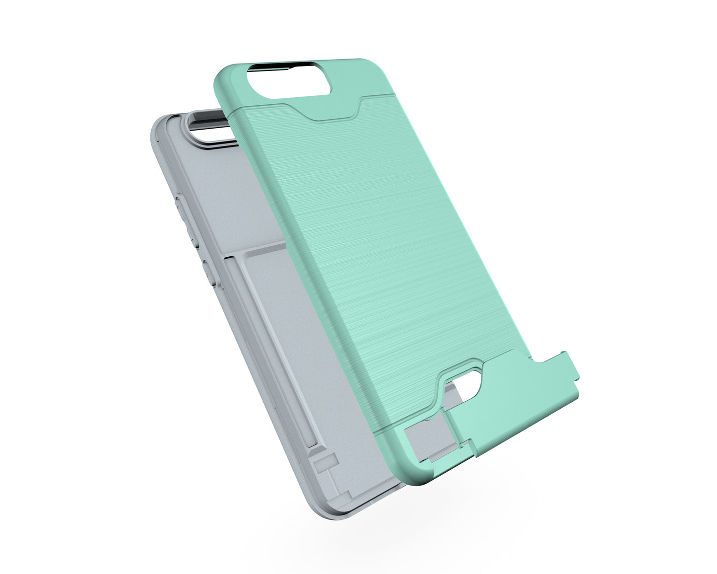 Durable Case Card Slot Brushed Texture Heavy Duty Hybrid Dual Layer Wallet Case Cover Shell with Kickstand for HUAWEI P10 Plus