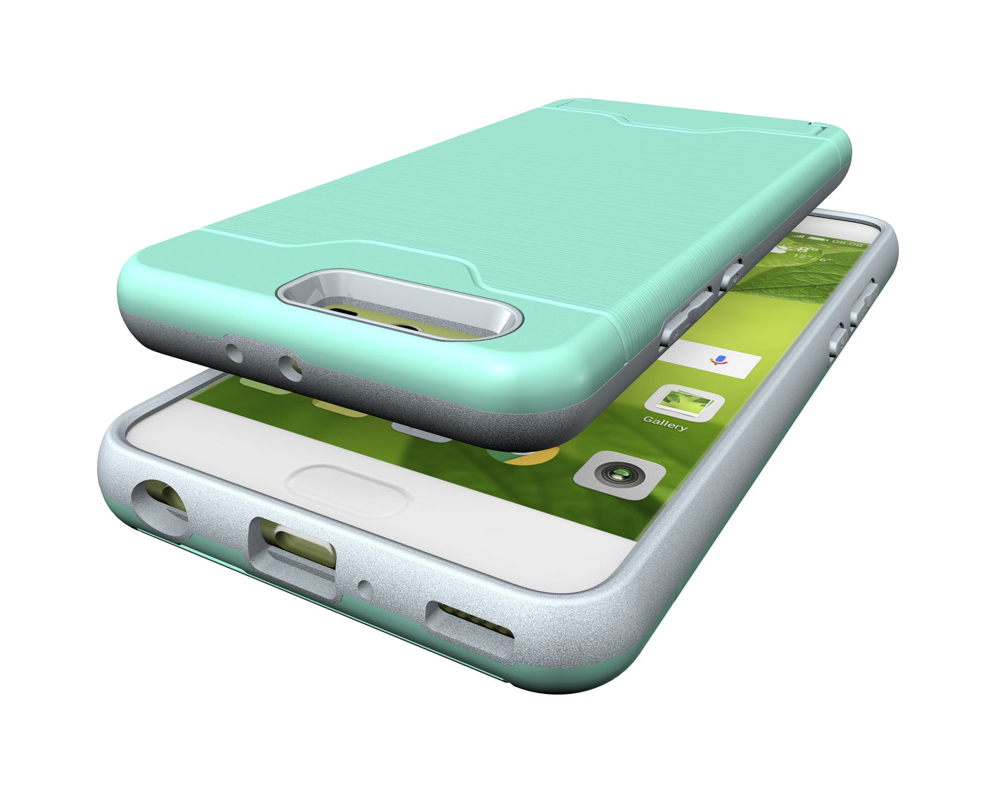 Durable Case Card Slot Brushed Texture Heavy Duty Hybrid Dual Layer Wallet Case Cover Shell with Kickstand for HUAWEI P10 Plus