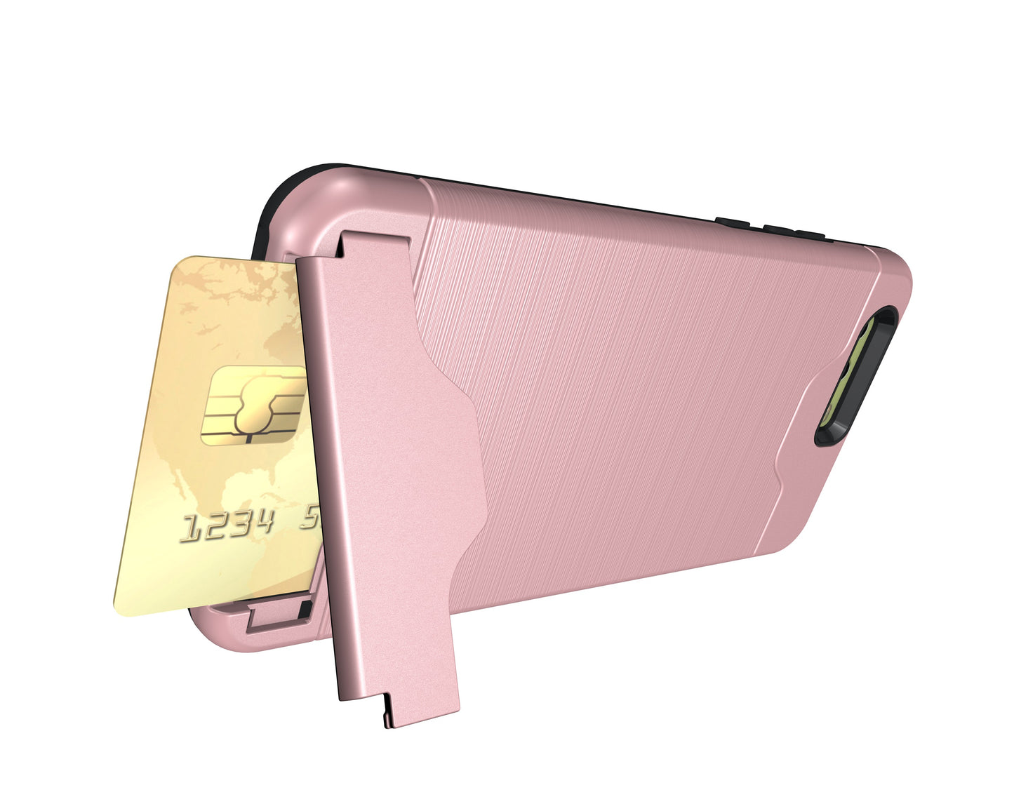 Durable Case Card Slot Brushed Texture Heavy Duty Hybrid Dual Layer Wallet Case Cover Shell with Kickstand for HUAWEI P10 Plus