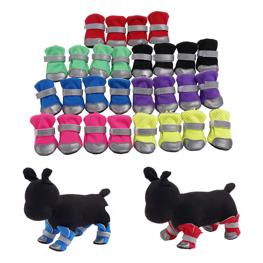 4Pcs Breathable Pet Shoes Non-slip Reflective Protector Dog Foot Cover Boots
