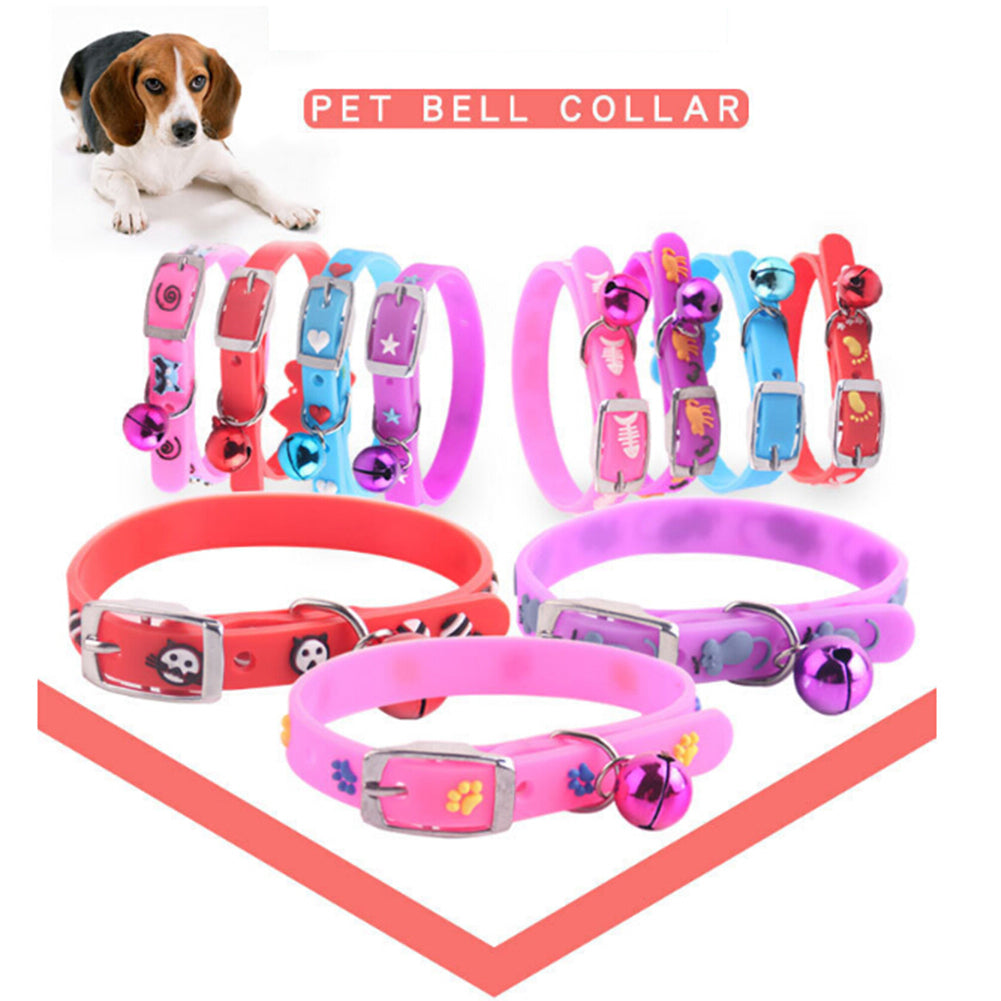 Cute Fishbone Heart Pattern Dog Puppy Pet Collar Adjustable Necklace with Bell