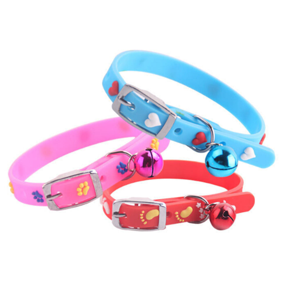 Cute Fishbone Heart Pattern Dog Puppy Pet Collar Adjustable Necklace with Bell