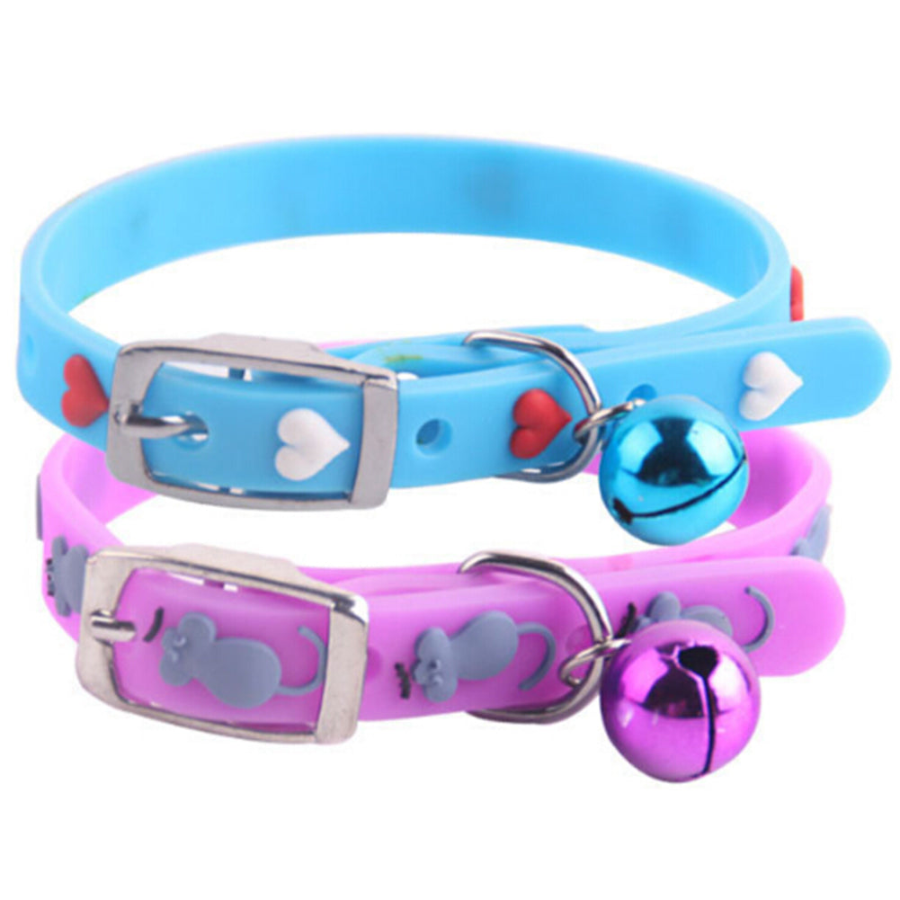 Cute Fishbone Heart Pattern Dog Puppy Pet Collar Adjustable Necklace with Bell