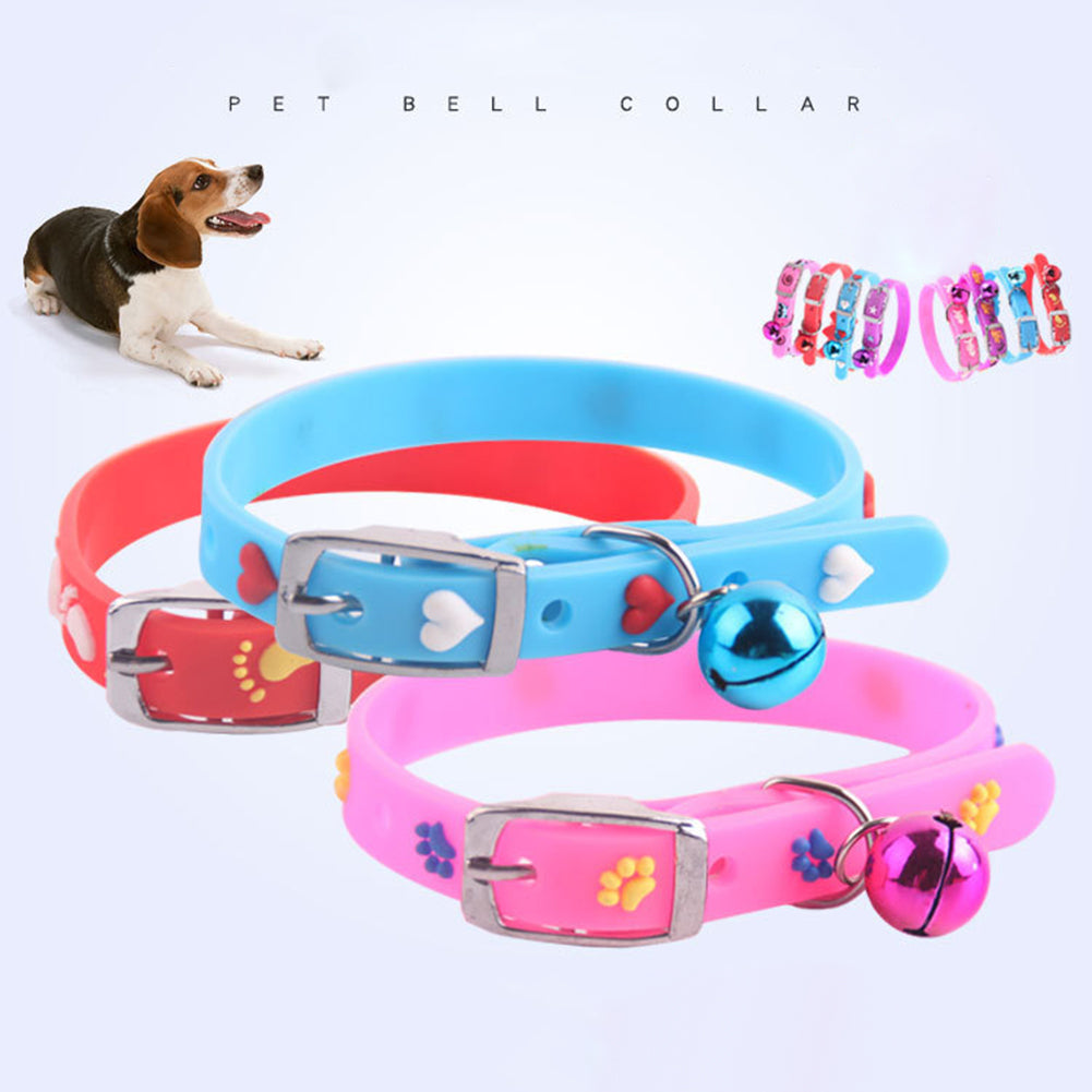 Cute Fishbone Heart Pattern Dog Puppy Pet Collar Adjustable Necklace with Bell