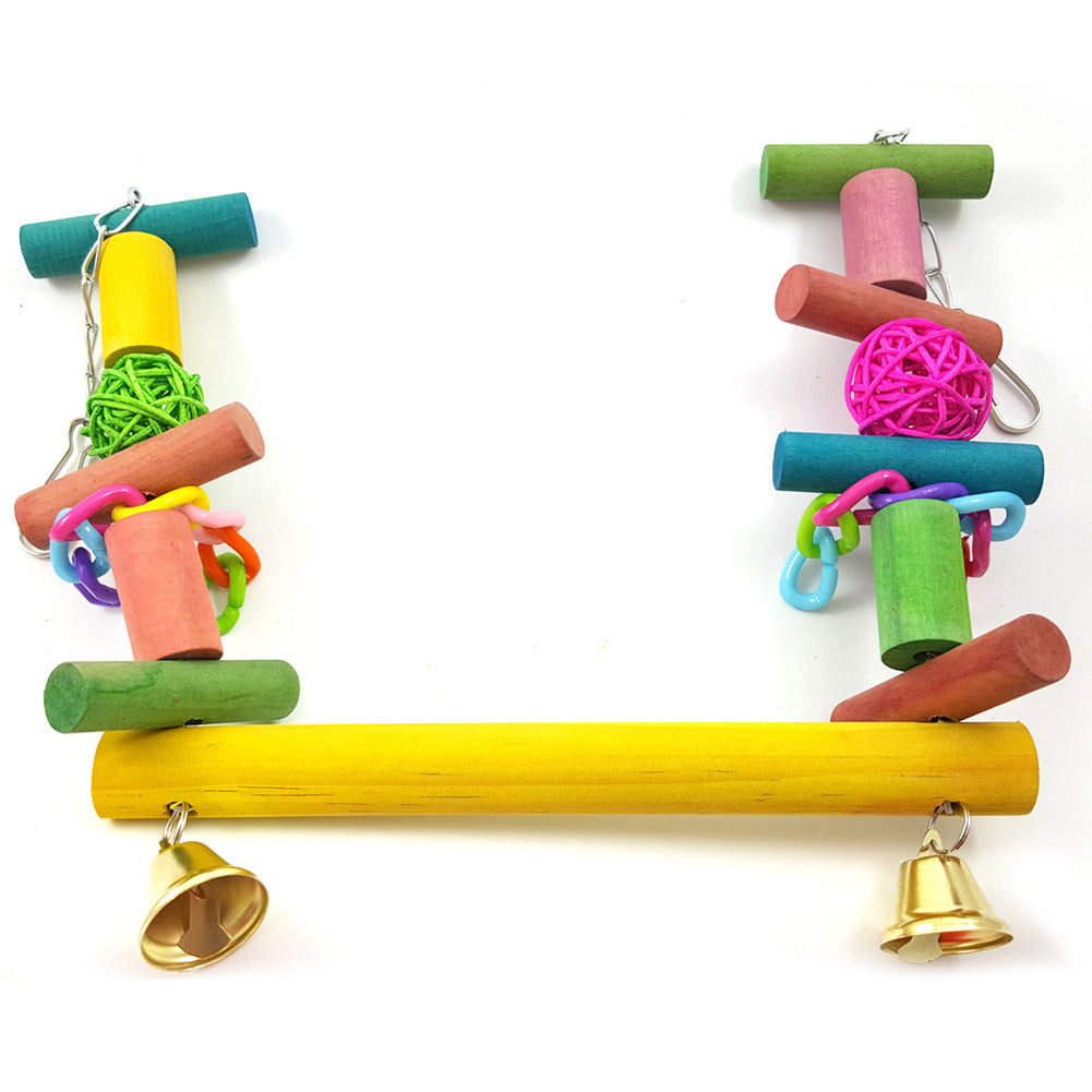 Colorful Rattan Ball Wood Swing Parrot Bite Climbing Toy Pet Bird Cage Decor