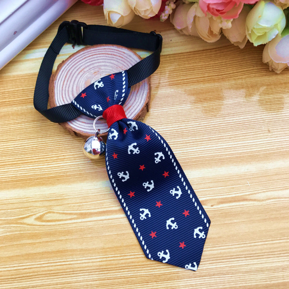 Fashion Dog Cat Tie Necktie with Bell Pendant Adjustable Pet Supplies Neck Decor