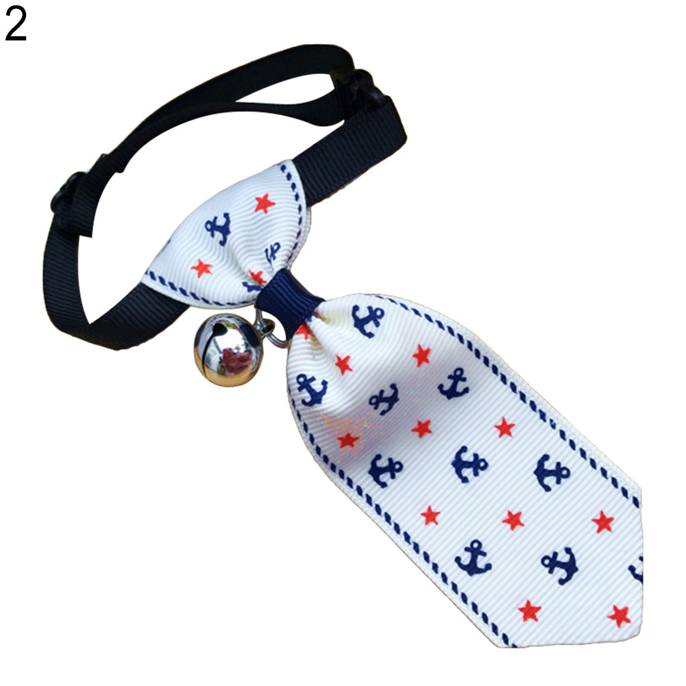 Fashion Dog Cat Tie Necktie with Bell Pendant Adjustable Pet Supplies Neck Decor