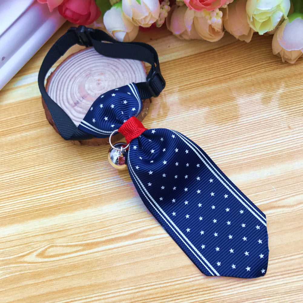 Fashion Dog Cat Tie Necktie with Bell Pendant Adjustable Pet Supplies Neck Decor