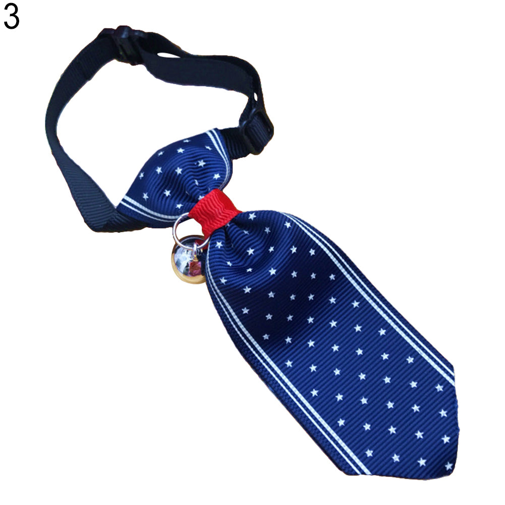 Fashion Dog Cat Tie Necktie with Bell Pendant Adjustable Pet Supplies Neck Decor