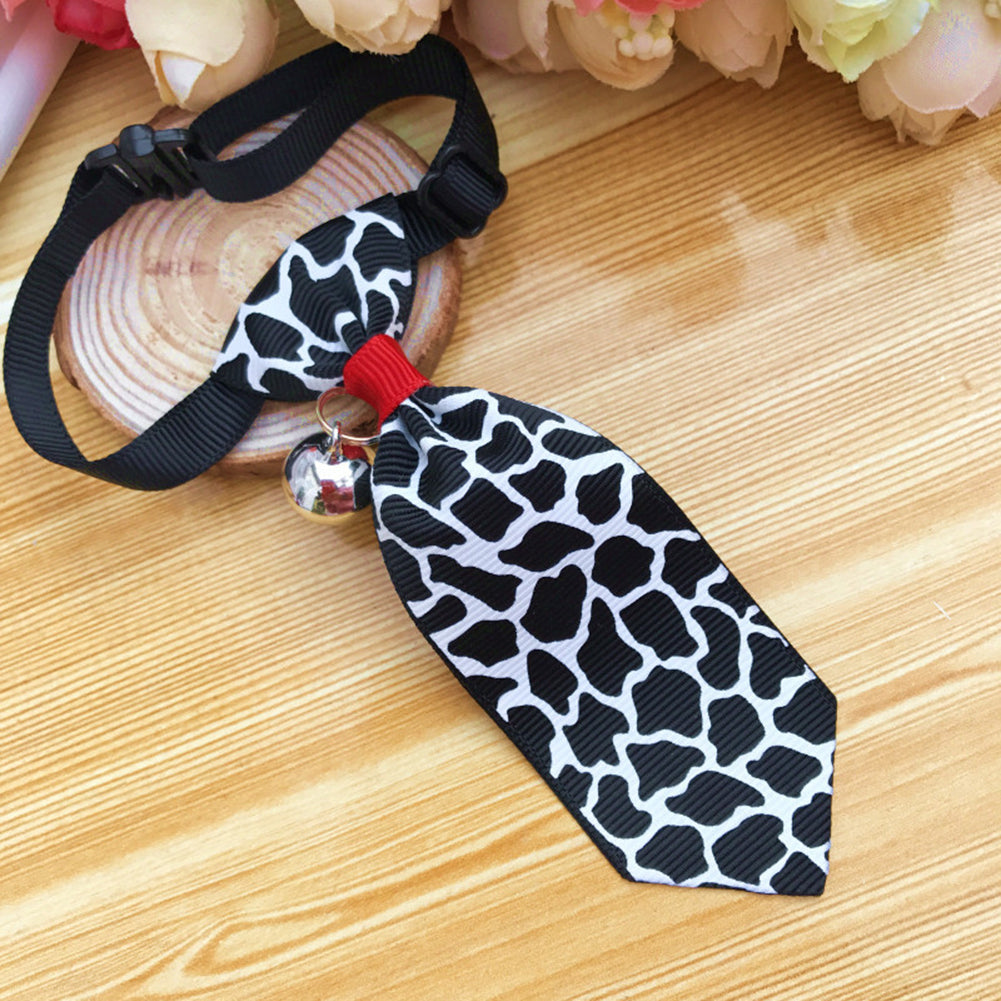 Fashion Dog Cat Tie Necktie with Bell Pendant Adjustable Pet Supplies Neck Decor