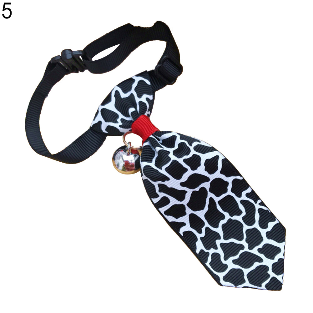Fashion Dog Cat Tie Necktie with Bell Pendant Adjustable Pet Supplies Neck Decor