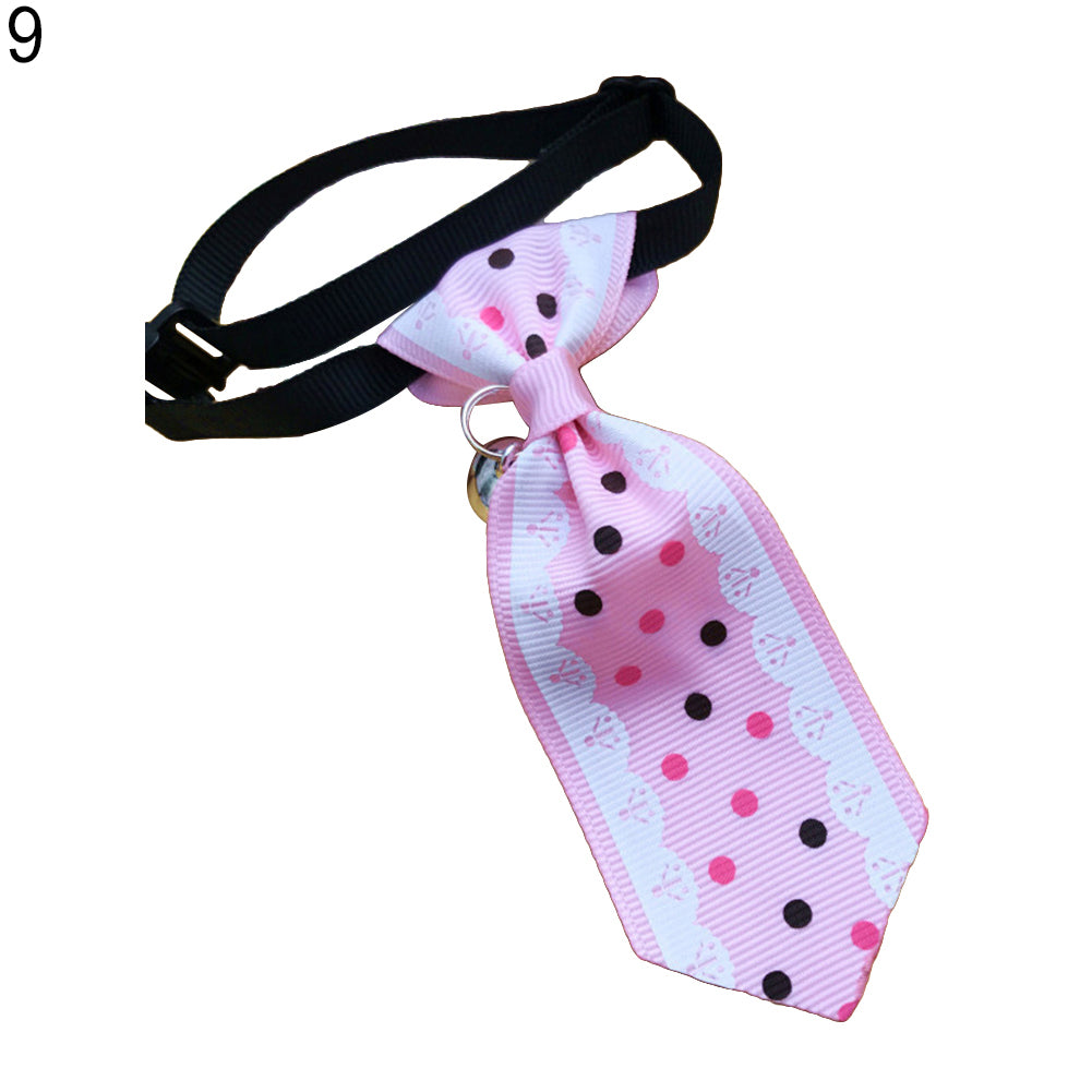 Fashion Dog Cat Tie Necktie with Bell Pendant Adjustable Pet Supplies Neck Decor