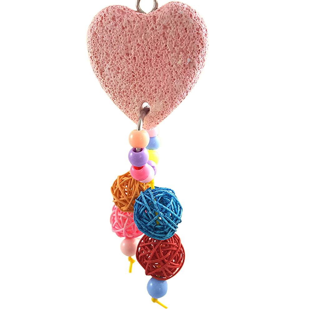 Colorful Pet Bird Teeth Care Chew Parrot Heart Stone Hanging Swing Balls Toy