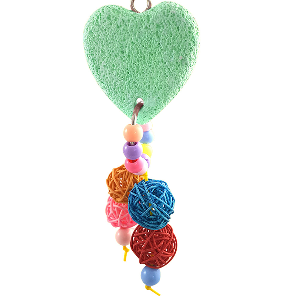 Colorful Pet Bird Teeth Care Chew Parrot Heart Stone Hanging Swing Balls Toy