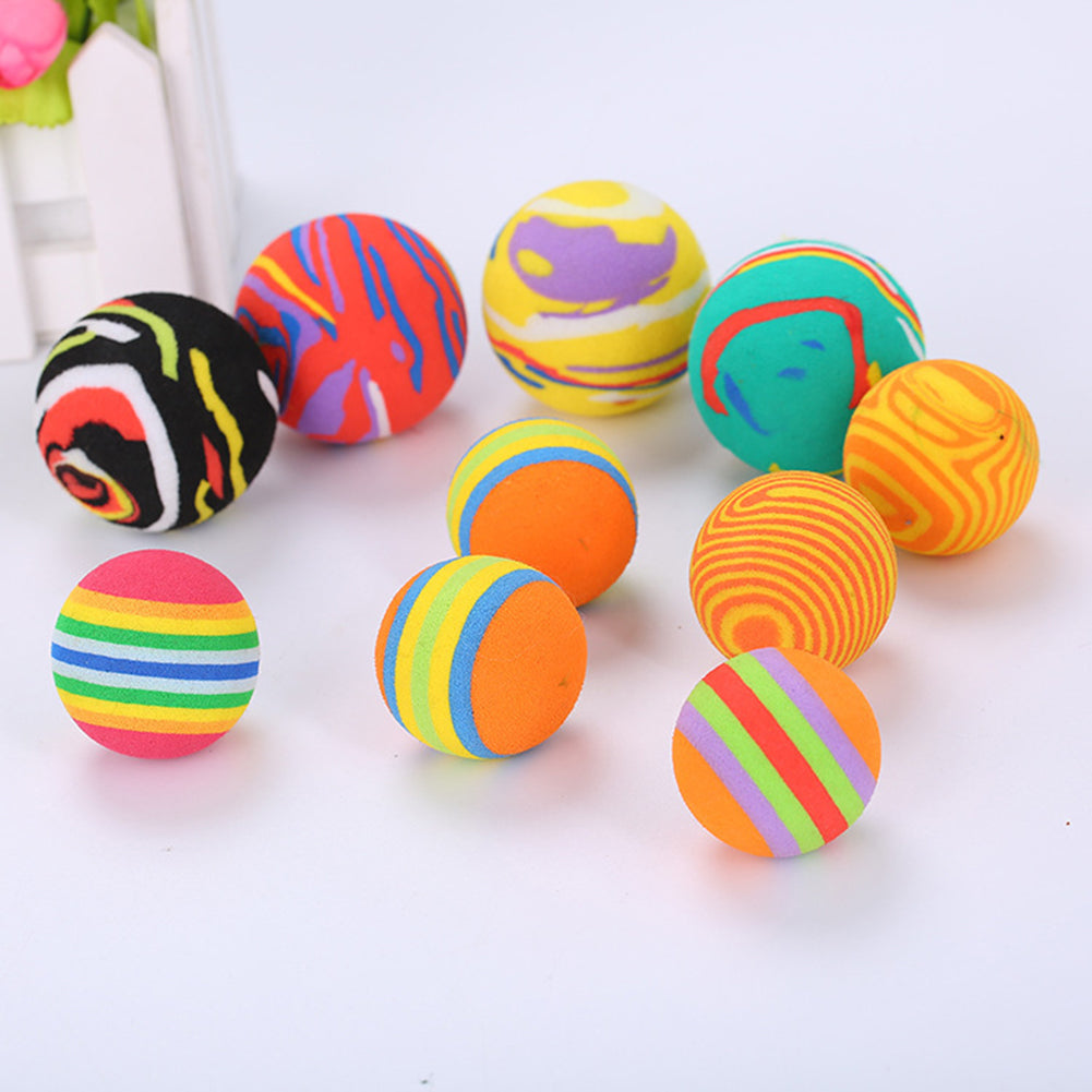 10Pcs Pet Cats Kitten Colorful Ball Bite Chew Scratch Funny Playing Toys Teaser