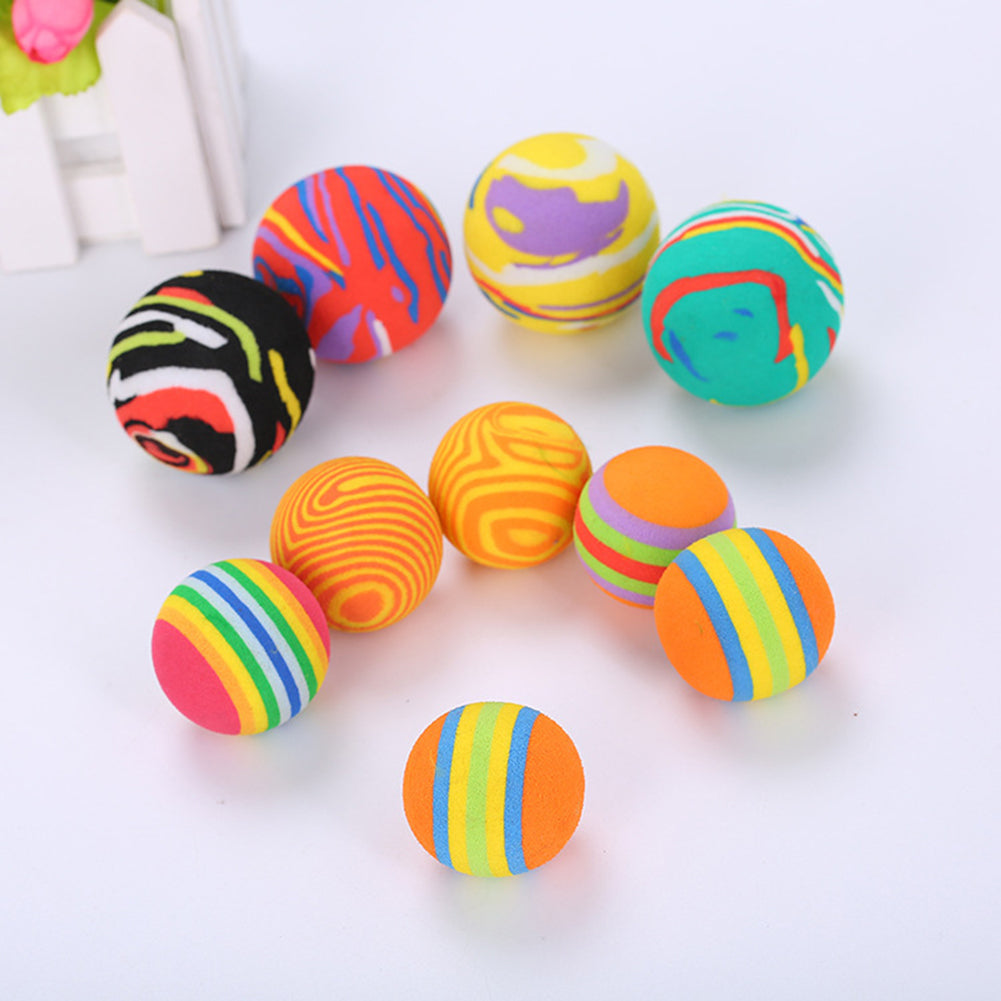 10Pcs Pet Cats Kitten Colorful Ball Bite Chew Scratch Funny Playing Toys Teaser