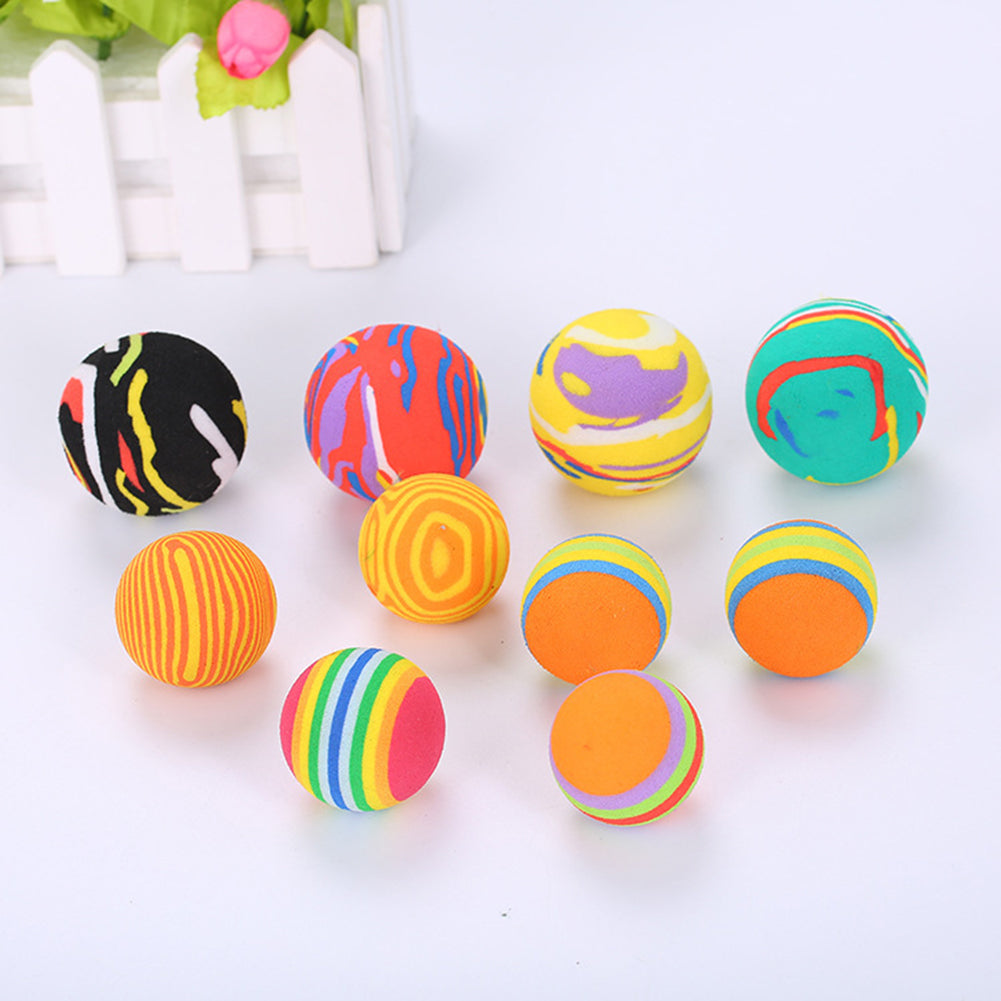 10Pcs Pet Cats Kitten Colorful Ball Bite Chew Scratch Funny Playing Toys Teaser