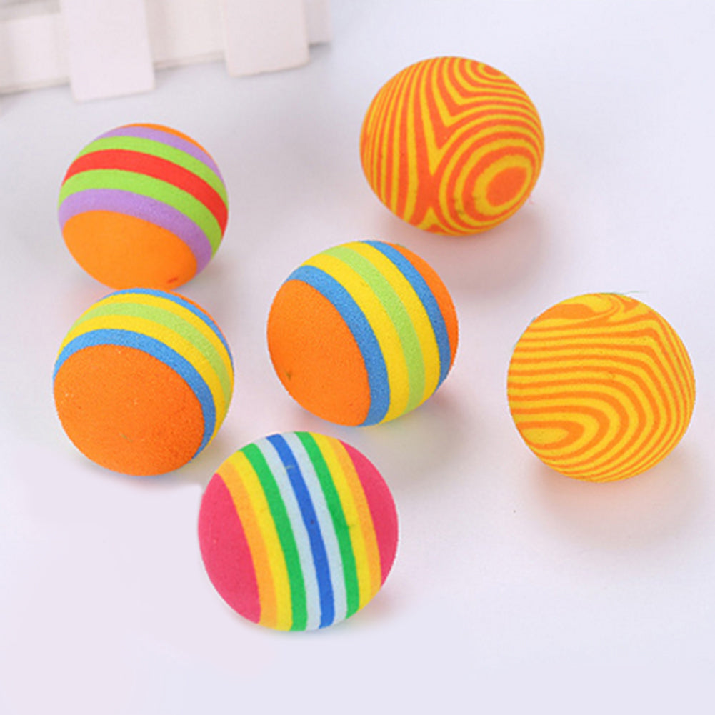 10Pcs Pet Cats Kitten Colorful Ball Bite Chew Scratch Funny Playing Toys Teaser