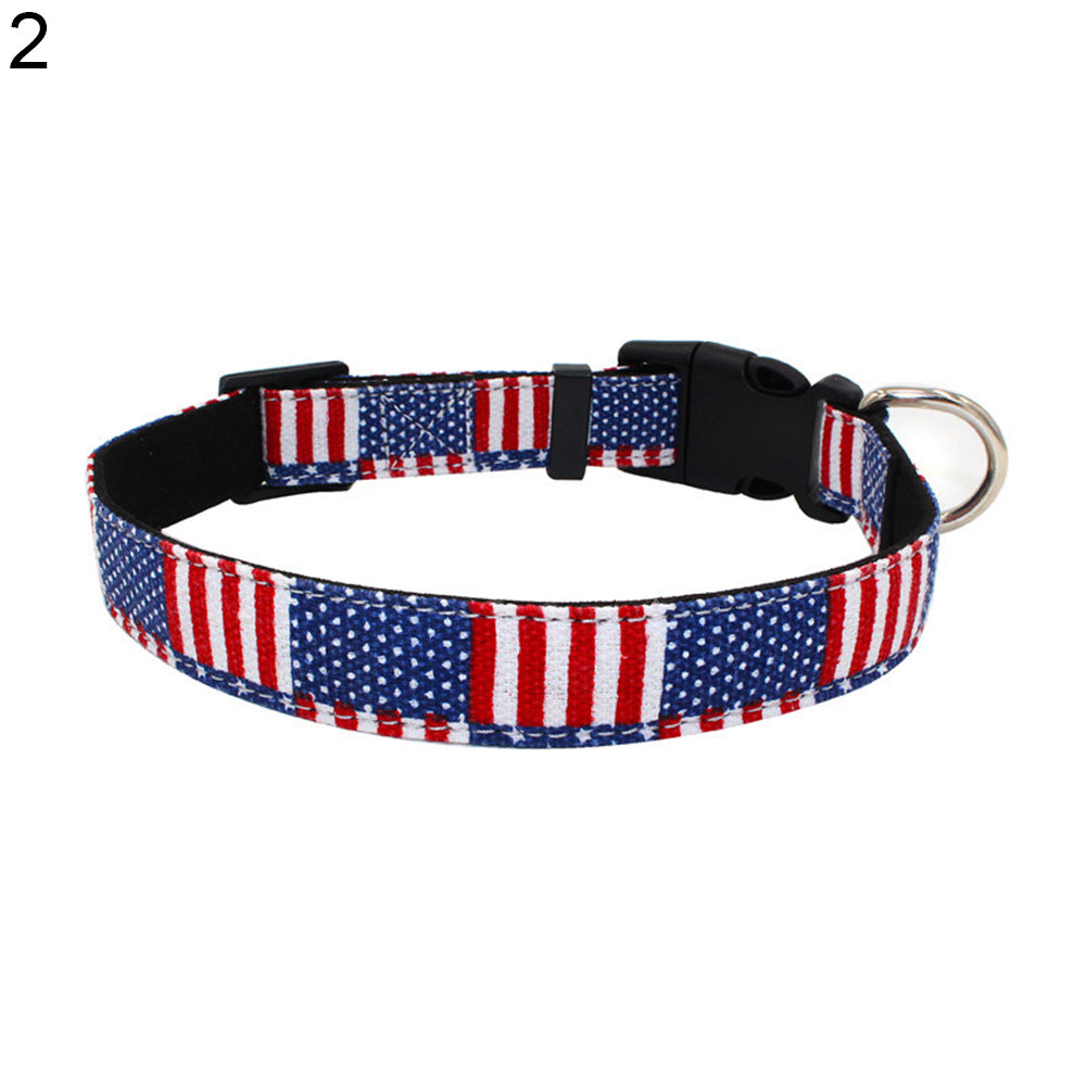 Fashion Grid Dots Adjustable Buckle Cloth Dog Cat Collar Pet Neck Chain Decor