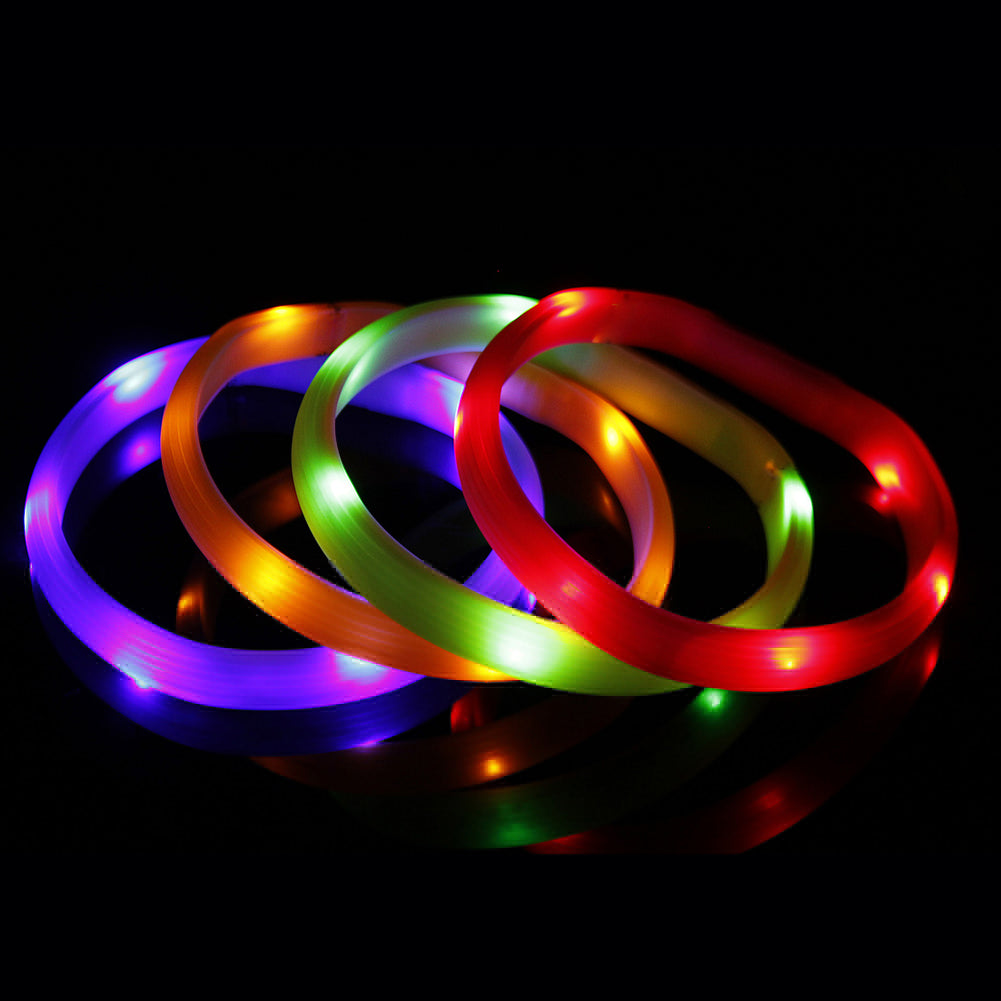USB Rechargeable LED Flashing Light Silicone Band Safety Pet Dog Cat Collar