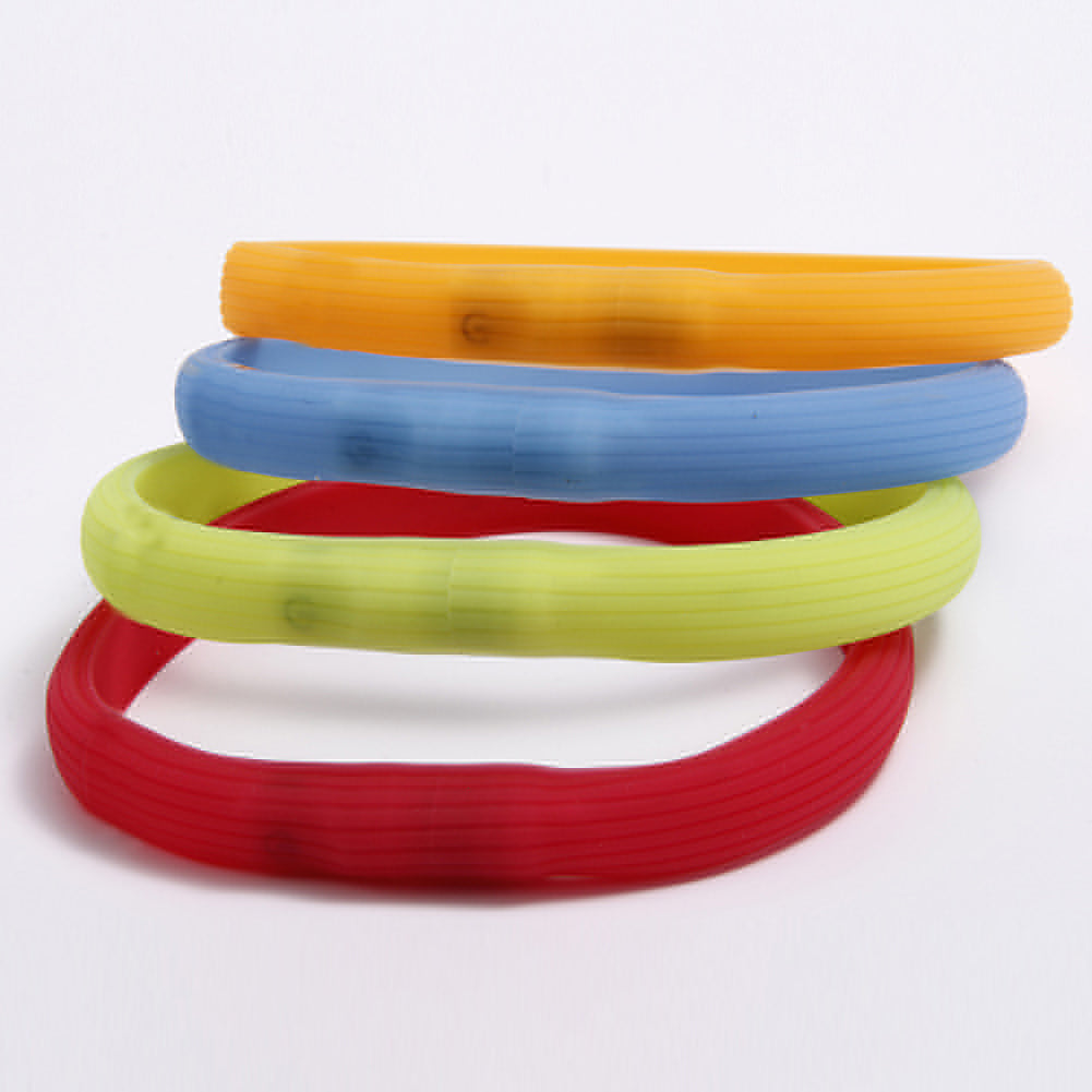 USB Rechargeable LED Flashing Light Silicone Band Safety Pet Dog Cat Collar