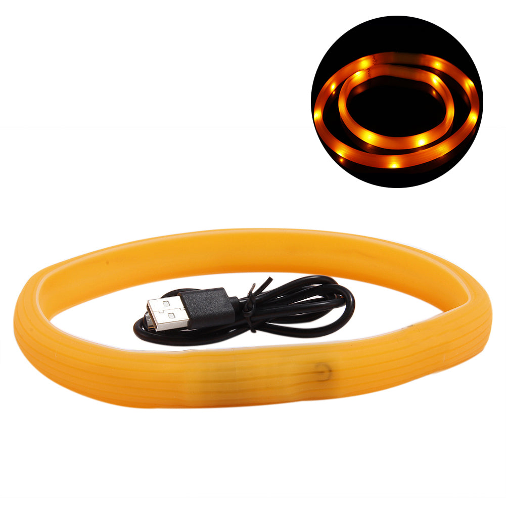USB Rechargeable LED Flashing Light Silicone Band Safety Pet Dog Cat Collar