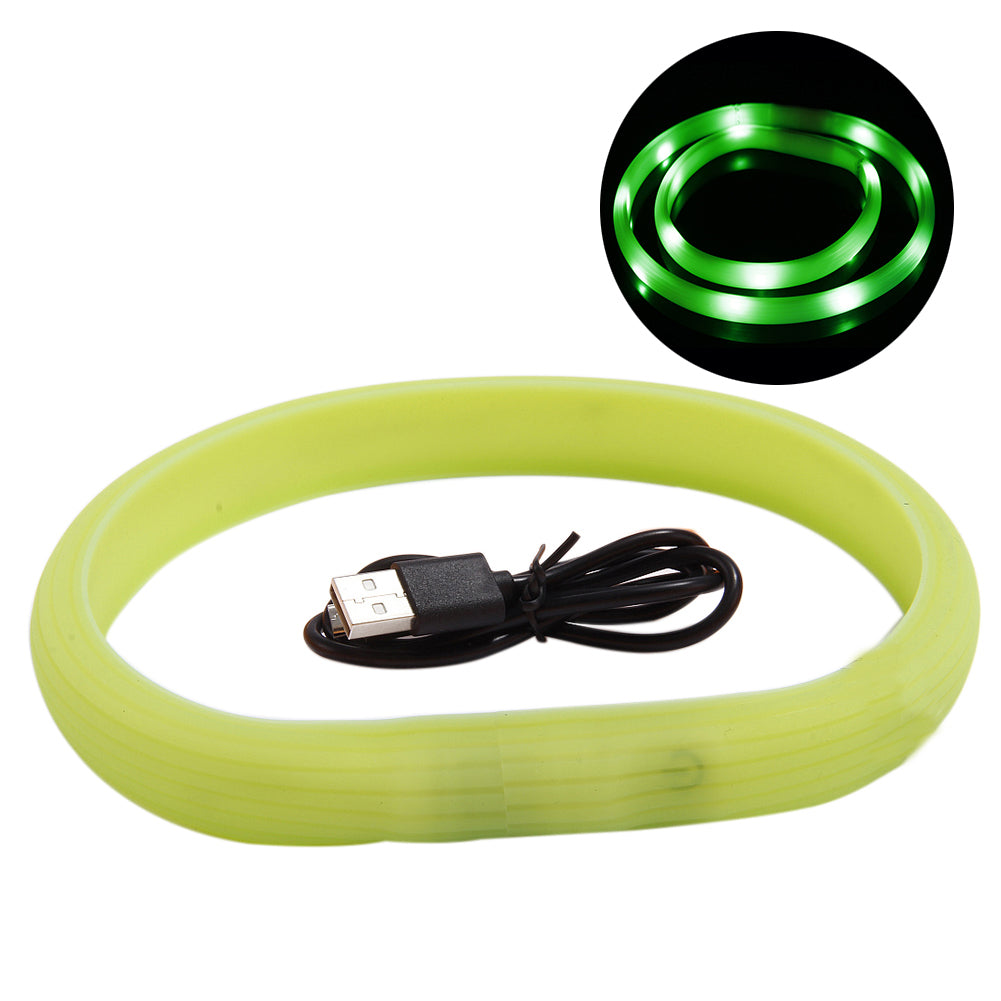 USB Rechargeable LED Flashing Light Silicone Band Safety Pet Dog Cat Collar