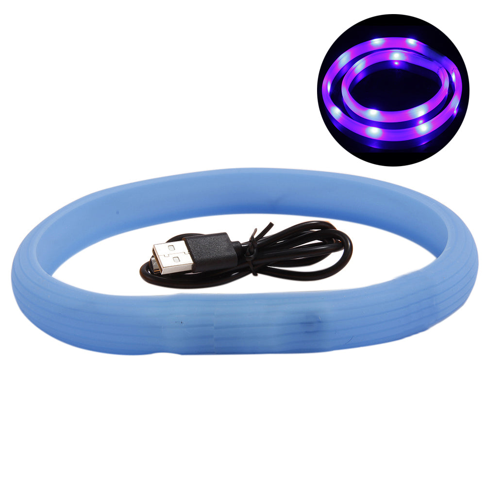 USB Rechargeable LED Flashing Light Silicone Band Safety Pet Dog Cat Collar