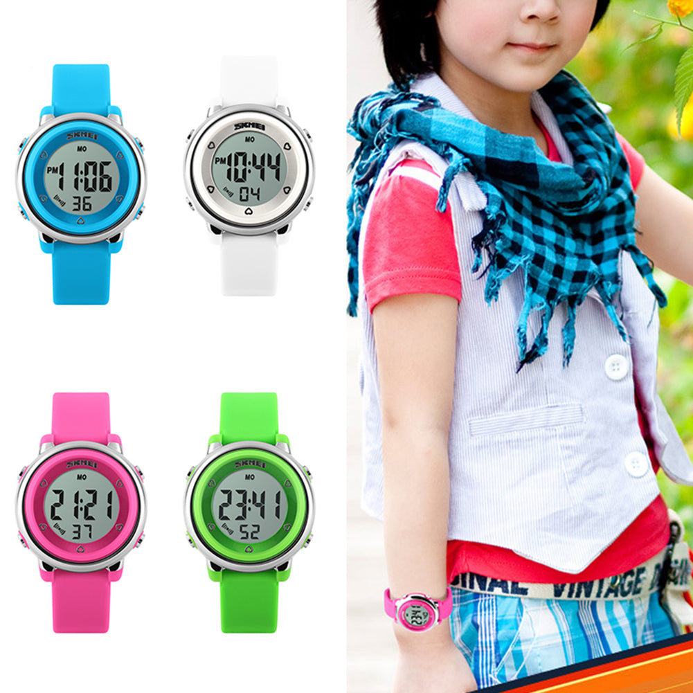 Outdoor Sports Kids LED Alarm Digital Watch Stopwatch Children's Wristwatch