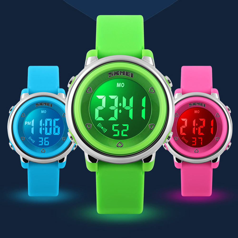 Outdoor Sports Kids LED Alarm Digital Watch Stopwatch Children's Wristwatch