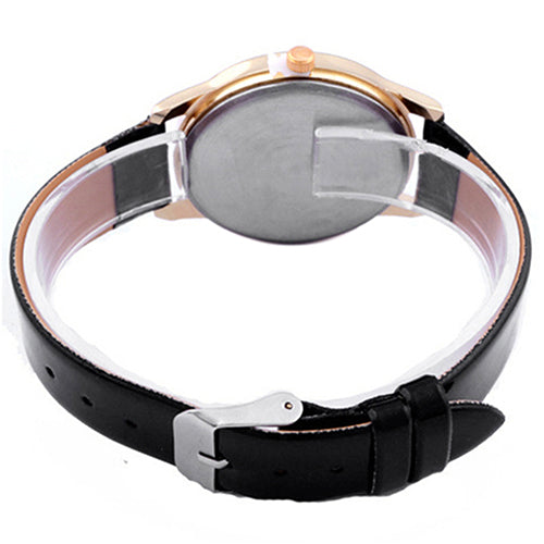 Fashion Eiffel Tower Floral Print Dial Faux Leather Band Analog Wrist Watch