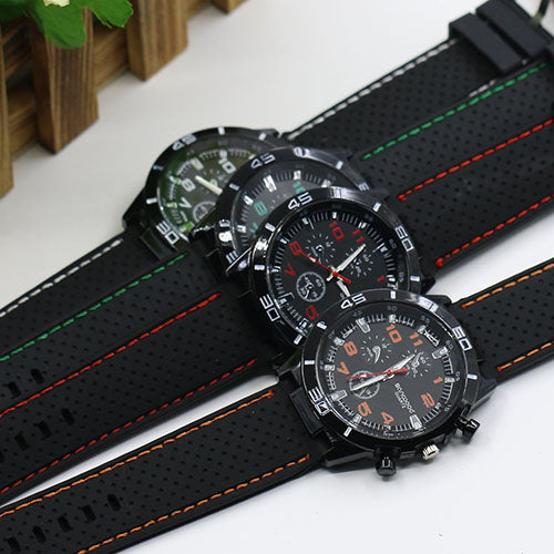 Men's Racer Military Pilot Aviator Army Style Cool Silicone Sports Wrist Watch