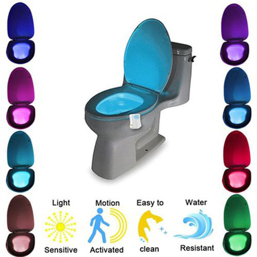 8 Colors Change Motion Activated Home Toilet Bowl Bathroom LED Night Light Lamp