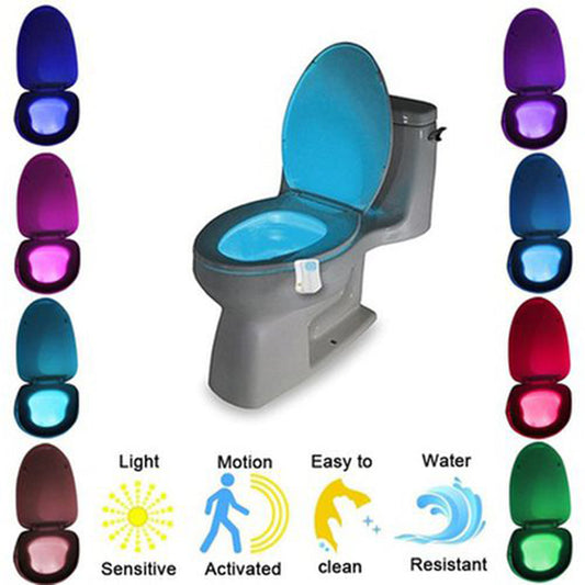 8 Colors Change Motion Activated Home Toilet Bowl Bathroom LED Night Light Lamp