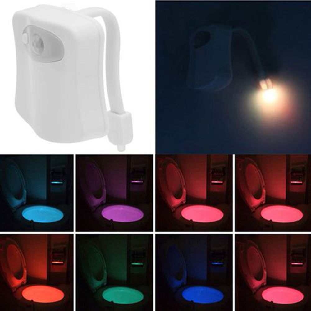 8 Colors Change Motion Activated Home Toilet Bowl Bathroom LED Night Light Lamp