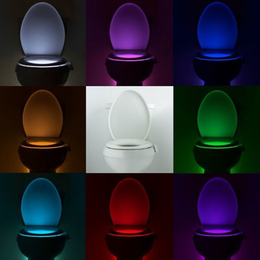 8 Colors Change Motion Activated Home Toilet Bowl Bathroom LED Night Light Lamp