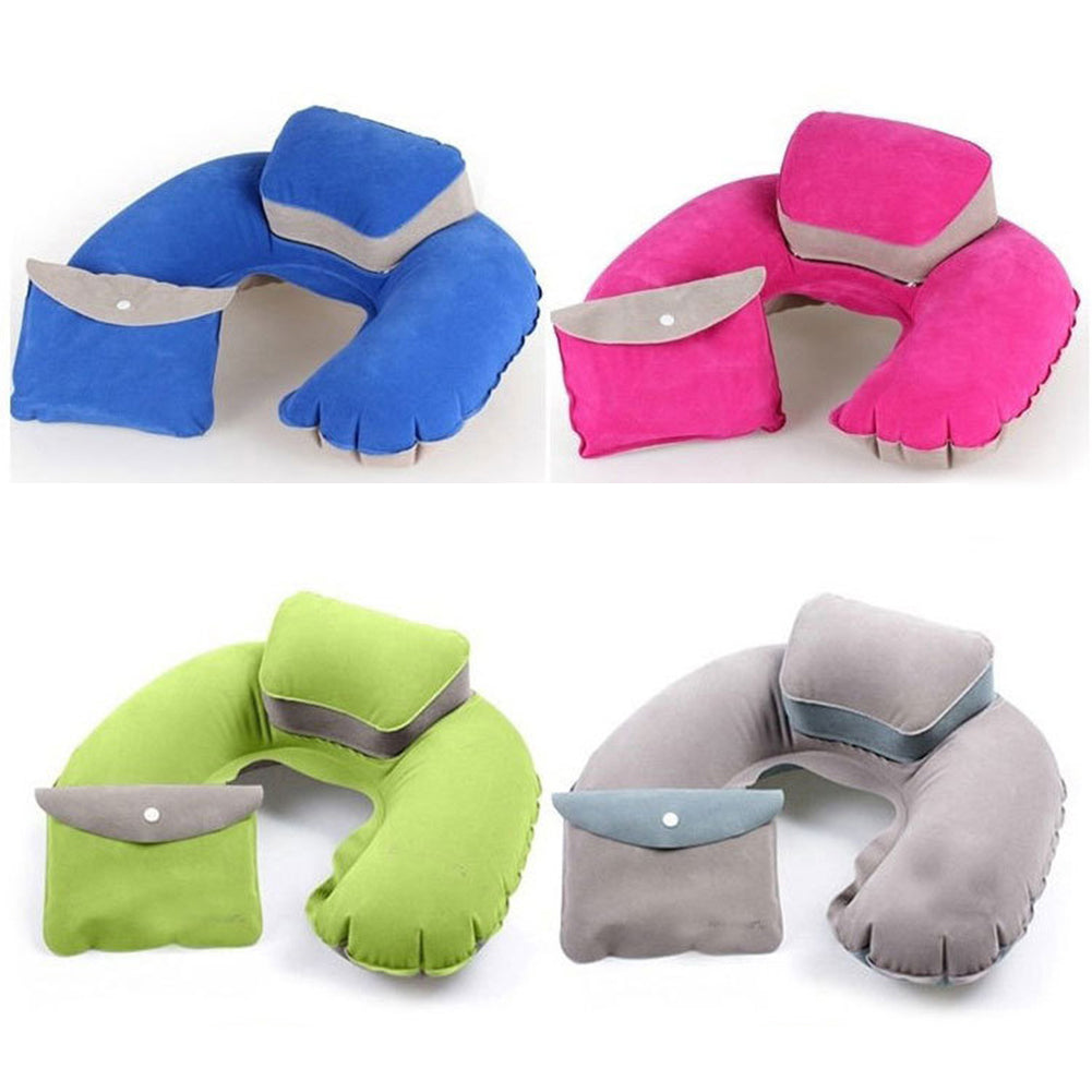 Portable U-Shape Neck Support Pillow Outdoor Travel Camping Inflatable Cushion