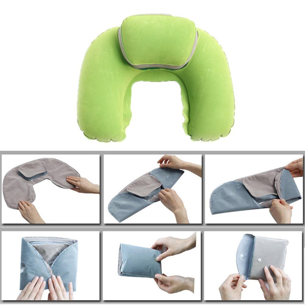 Portable U-Shape Neck Support Pillow Outdoor Travel Camping Inflatable Cushion