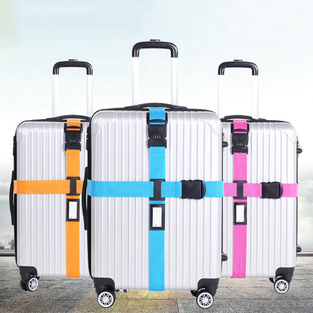 Adjustable Travel Luggage Suitcase Cross Straps Baggage Tie Belts Password Lock