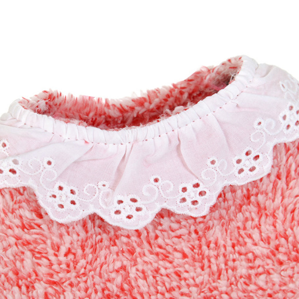 Winter Lovely Girl Pattern Woolen Yarn Lacework Collar Dog Sweater Pet Clothes
