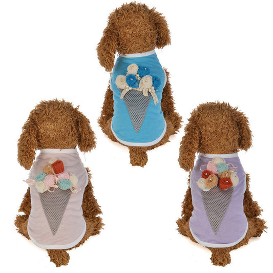 Cute Ice Cream Cone Pet Puppy Clothes Summer Tank Top Dog Sleeveless Vest Gift