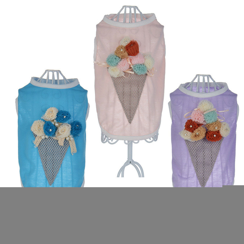 Cute Ice Cream Cone Pet Puppy Clothes Summer Tank Top Dog Sleeveless Vest Gift