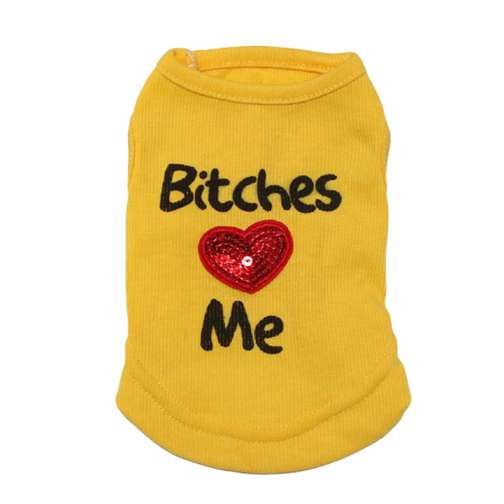 Fashion Bitches Love Me Letters Print Puppy Dog Vest Sleeveless Top Pet Clothes