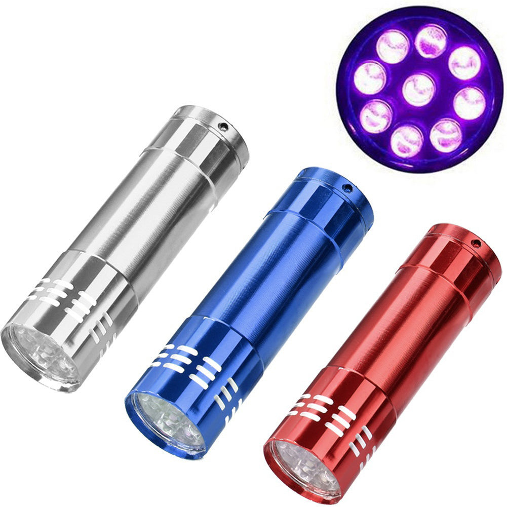 Portable Mini Aluminum Multifunction 9LED Flashlight Torch Light Pocket Lamp