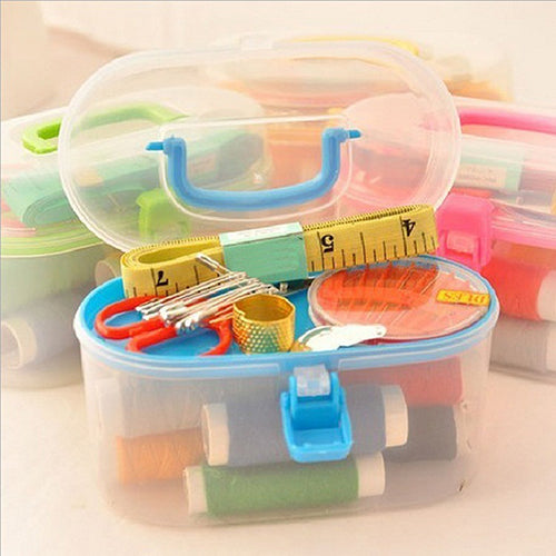 Thread Threader Needle Tape Measure Scissors Thimble Sewing Kit Needlework Box